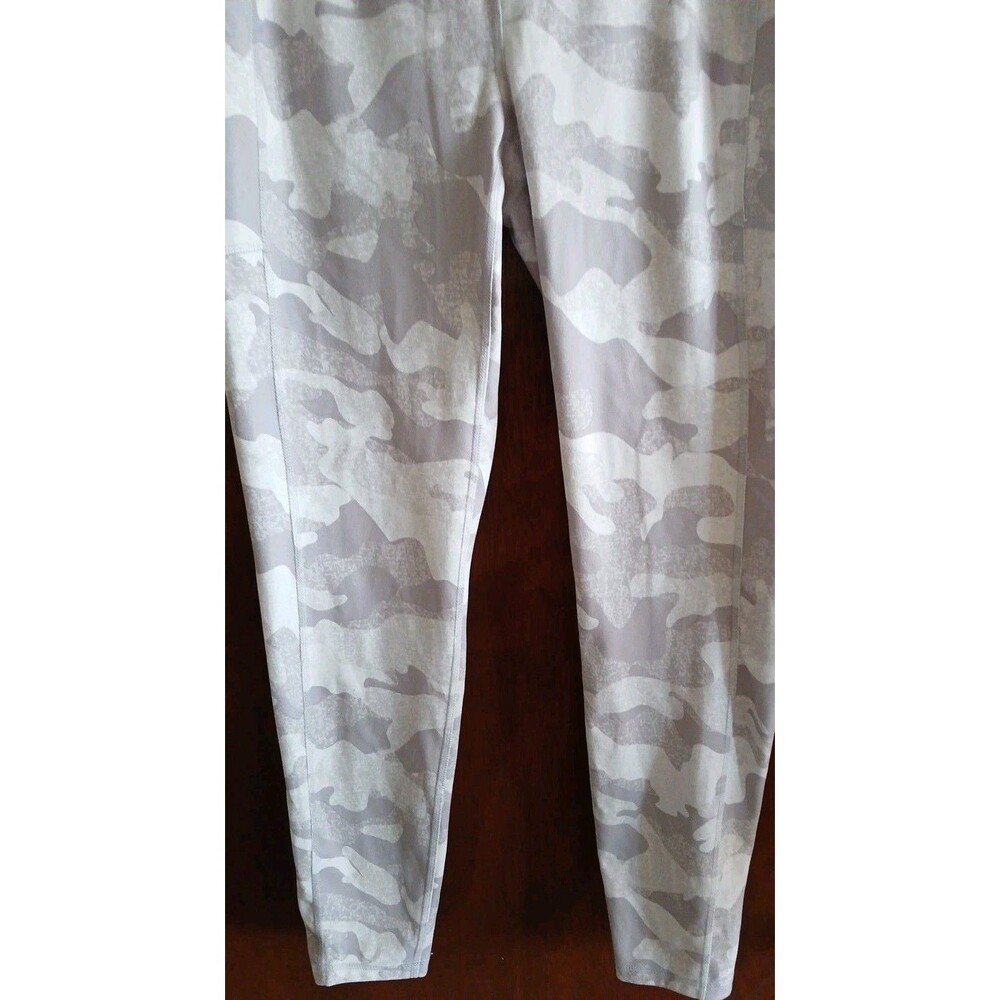 RBX Active Leggings Cell Pockets White/Grey Camo High Waist YOGA Workout Large - Picture 3 of 16